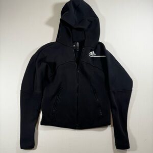 Adidas Women’s Black Zip Up Hoodie‎ Jacket Cropped Athletic Activewear M